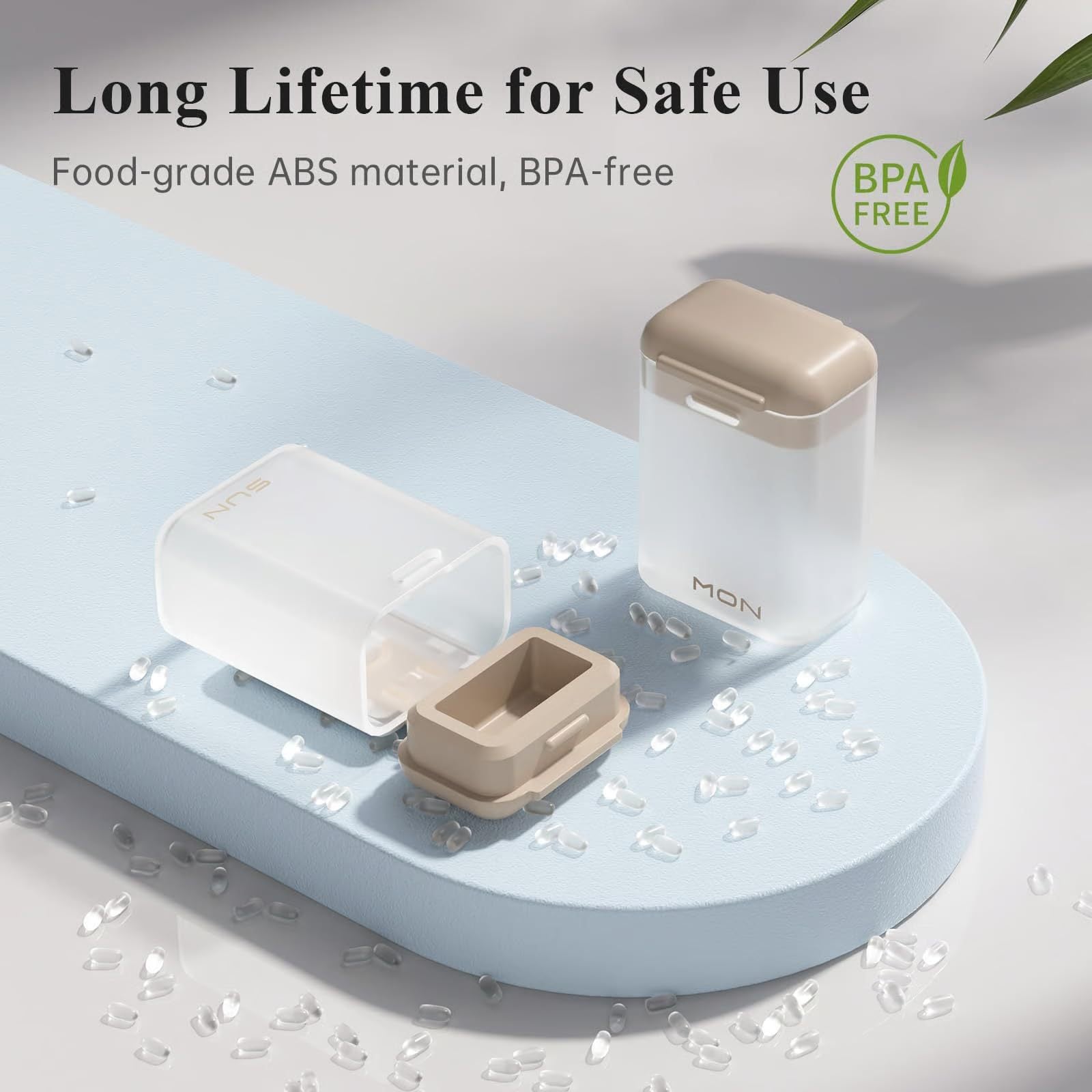 Transparent + Grey Cover Weekly Pill Organizer 1-Time-a-Day - Large Capacity Magnetic Closure Pill Box 246 x 49 x 23 mm