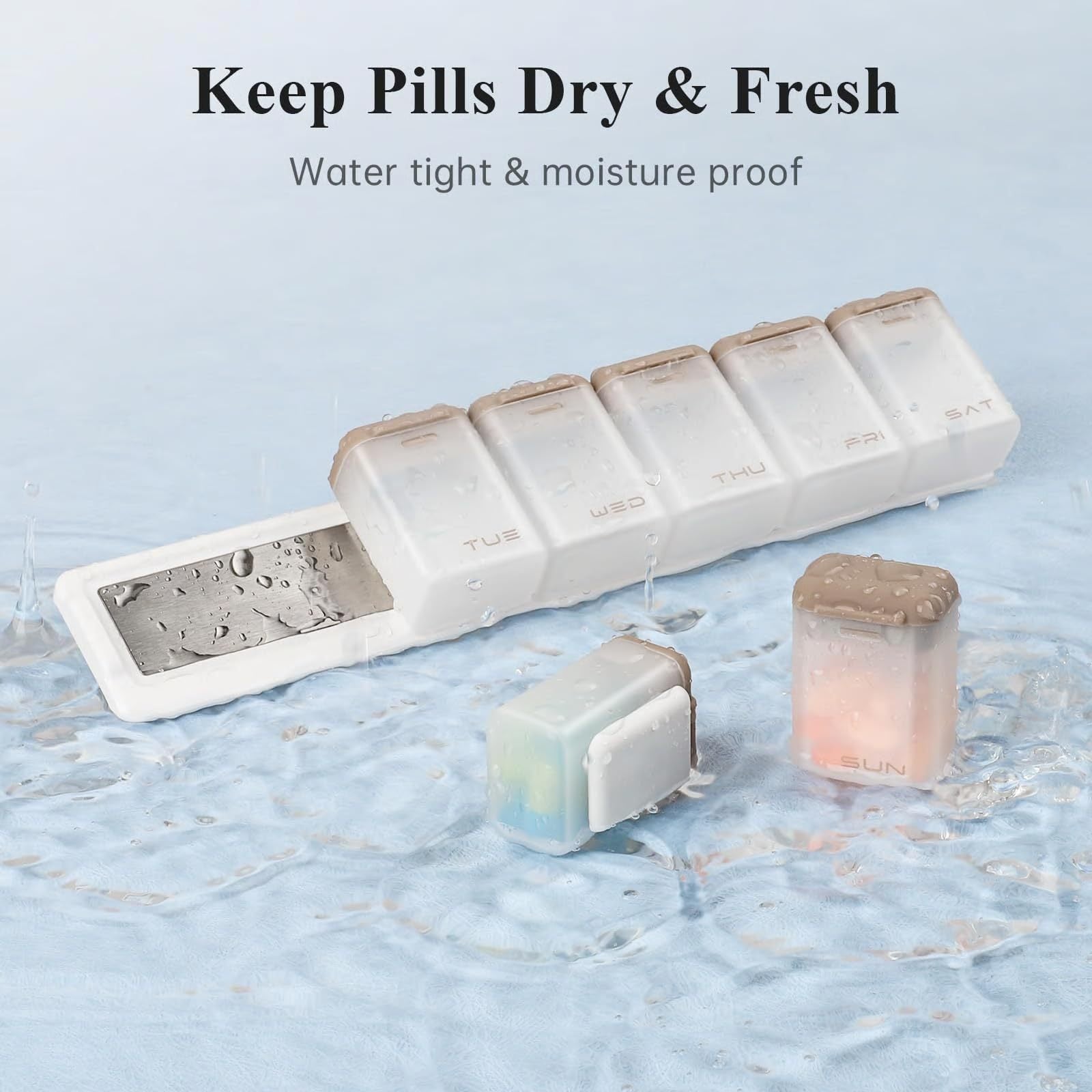 Black + Multicolor Cover Weekly Pill Organizer 1-Time-a-Day - Large Capacity Magnetic Closure Pill Box 246 x 49 x 23 mm
