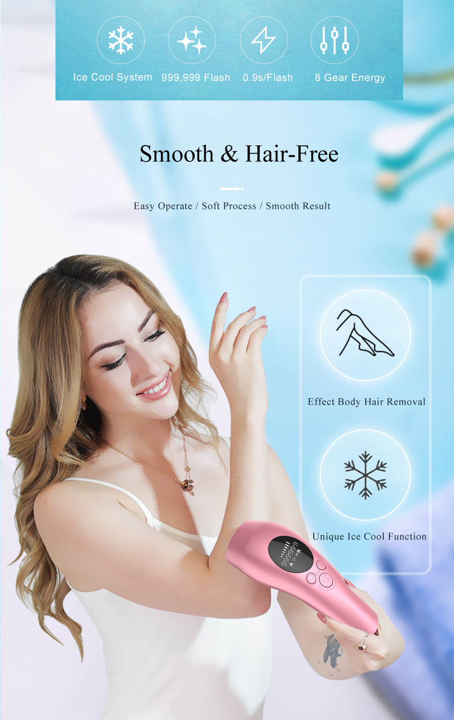 Black Light Spot Beauty Hair Removal Device - Smooth Skin Solution