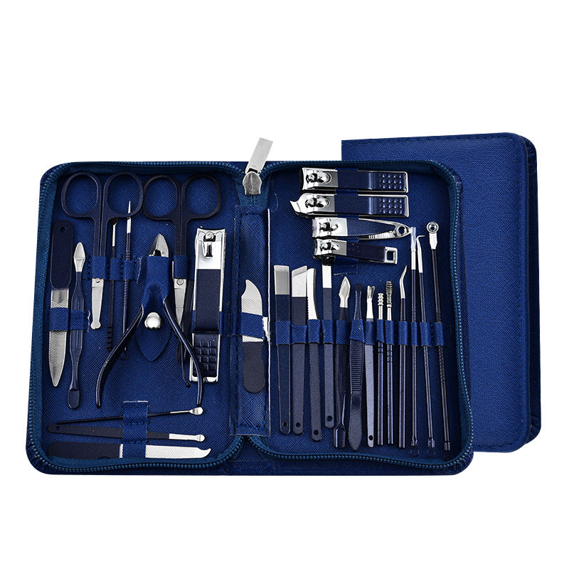 30-Piece Professional Manicure & Pedicure Set,Stainless Steel Grooming Kit blue