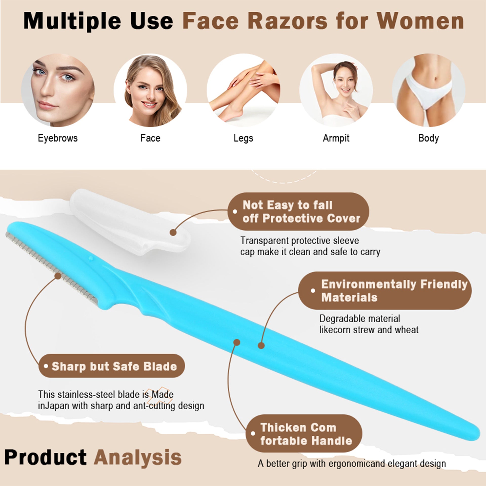 40-Piece Eyebrow Razor & Dermaplaning Tool Set Black