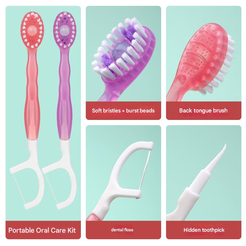 4-in-1 Disposable Travel Toothbrush with Flavor Burst Bead Mixed flavors