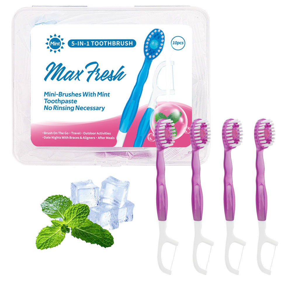 4-in-1 Disposable Travel Toothbrush with Flavor Burst Bead Romantic cherry flavor