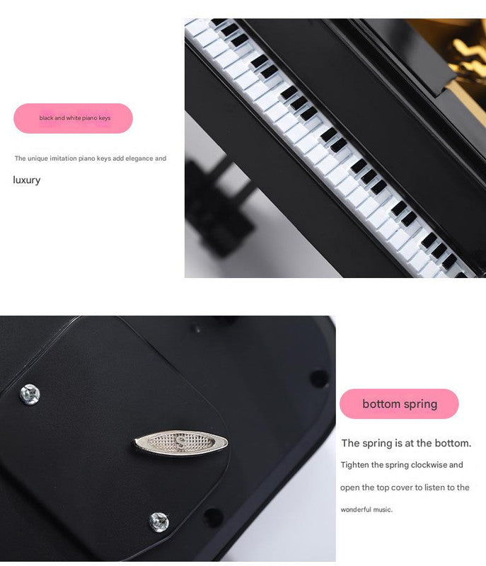Classical Grand Piano Music Box with Dancing Ballerina Regular version - black