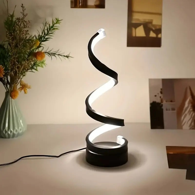 Modern Spiral LED Table Lamp - Dimmable, 3 Light Modes black