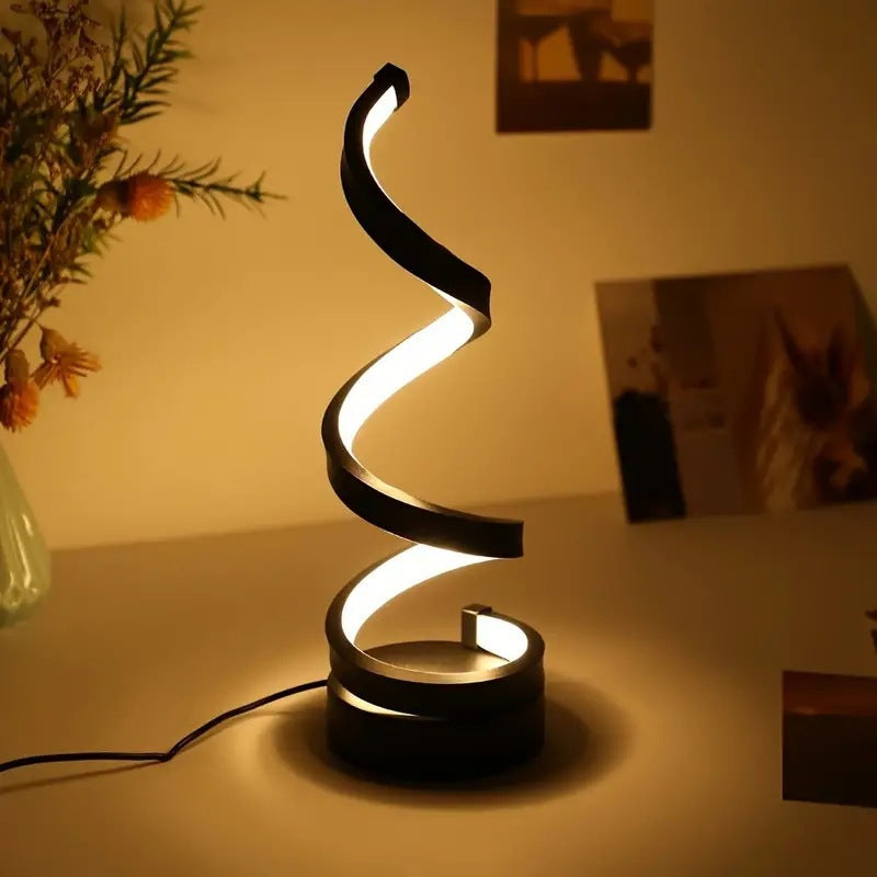 Modern Spiral LED Table Lamp - Dimmable, 3 Light Modes white