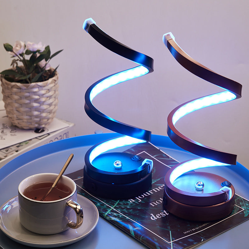Modern Spiral LED Table Lamp - Dimmable, 3 Light Modes white