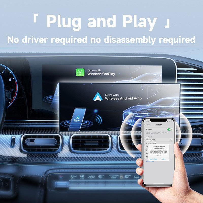 2-in-1 Wireless CarPlay & Android Auto Adapter - Plug & Play Dongle for Cars Android phone Apple phone two in one