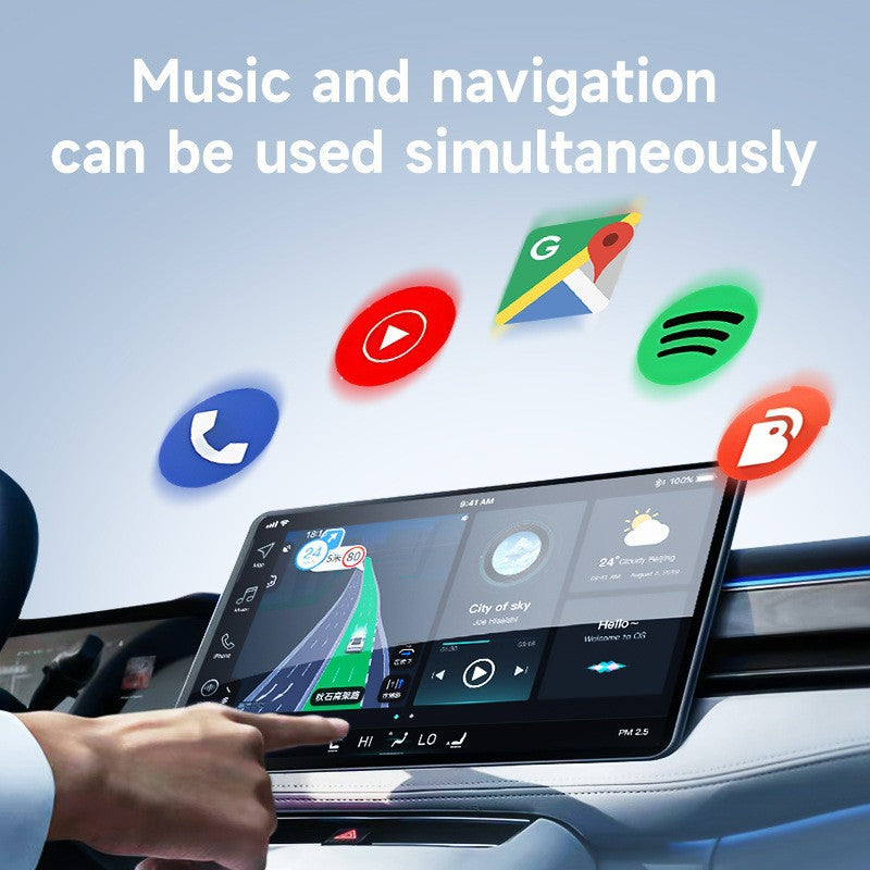 2-in-1 Wireless CarPlay & Android Auto Adapter - Plug & Play Dongle for Cars Applicable to Android-Black