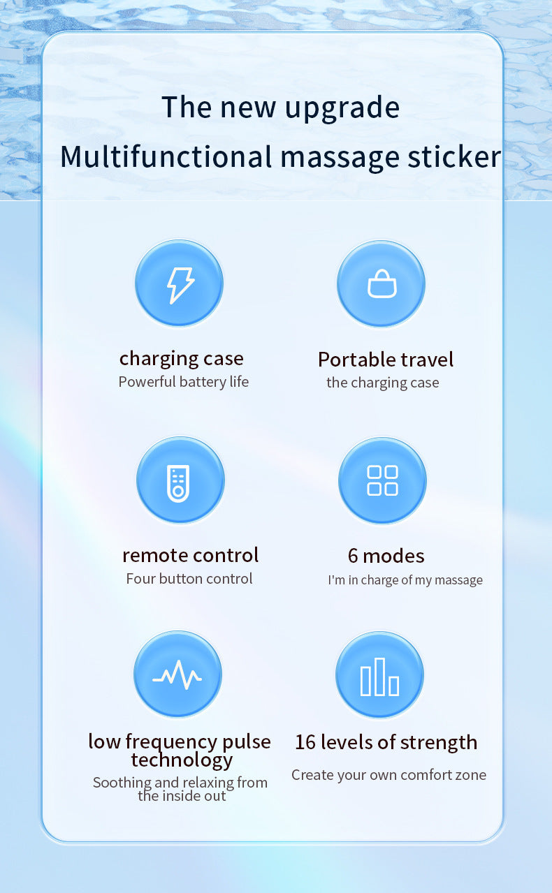 Smart Cervical Spine EMS Massager Sticker with Remote Control & Charging Case - 6 Modes, 16 Strengths white