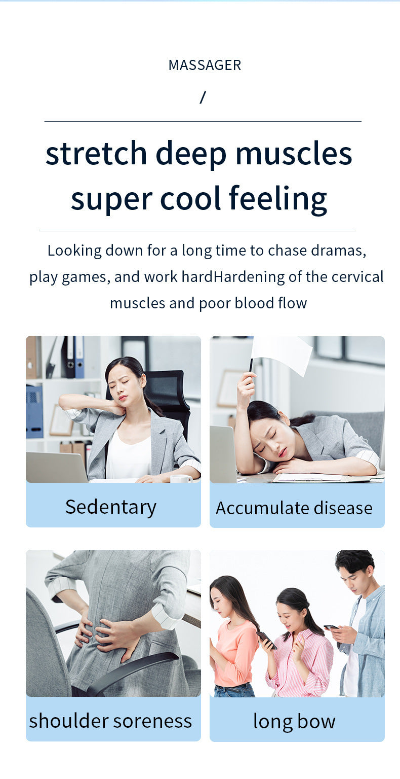 Smart Cervical Spine EMS Massager Sticker with Remote Control & Charging Case - 6 Modes, 16 Strengths white