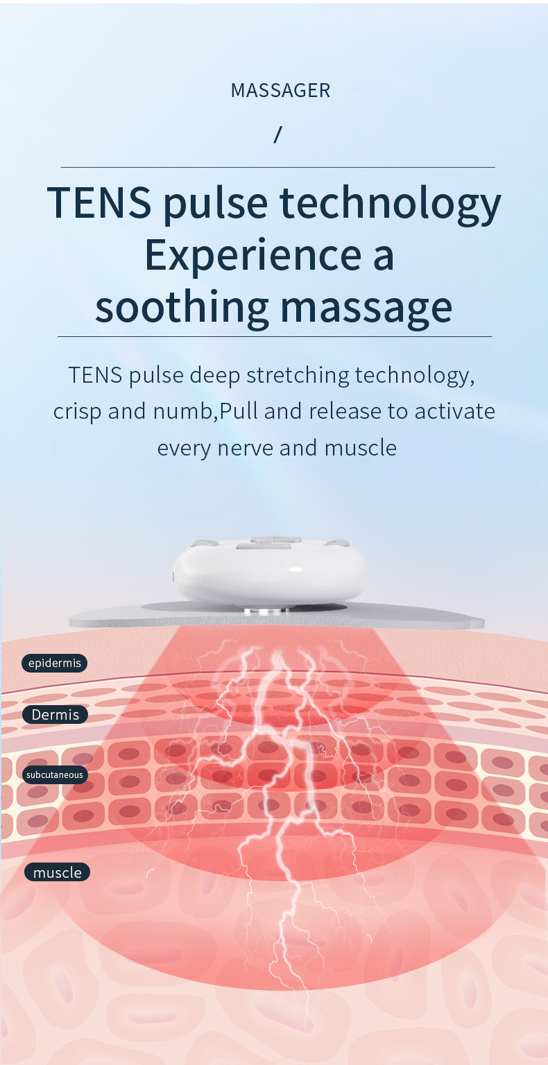 Smart Cervical Spine EMS Massager Sticker with Remote Control & Charging Case - 6 Modes, 16 Strengths white