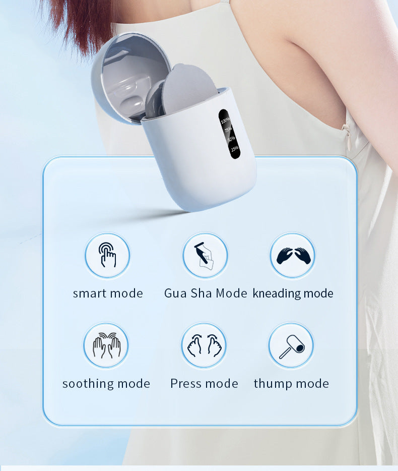 Smart Cervical Spine EMS Massager Sticker with Remote Control & Charging Case - 6 Modes, 16 Strengths white
