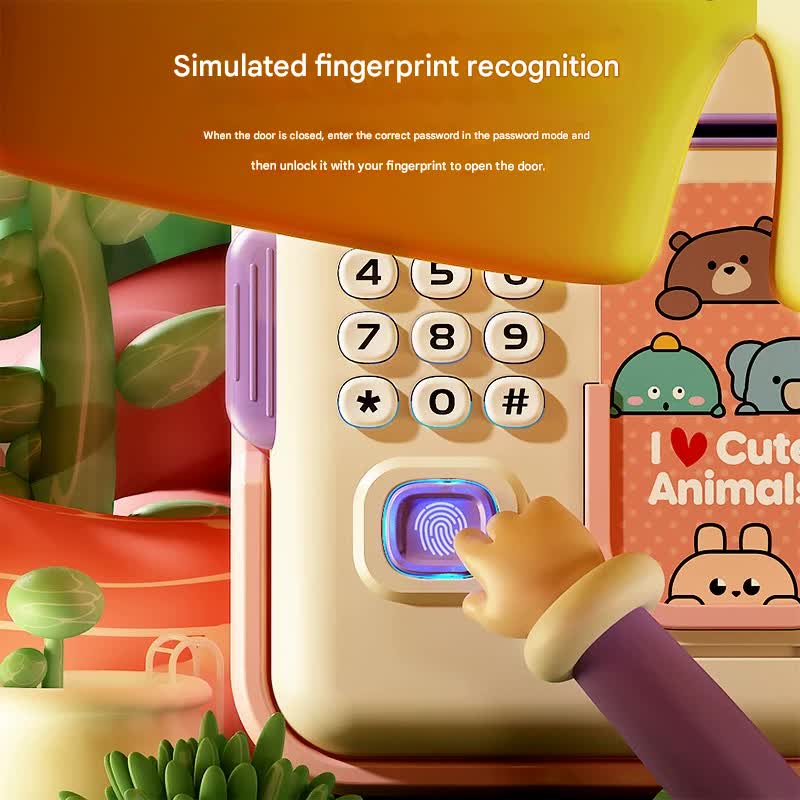 Interactive Kids' Piggy Bank Safe with Music, Stories & Password Lock Cyan