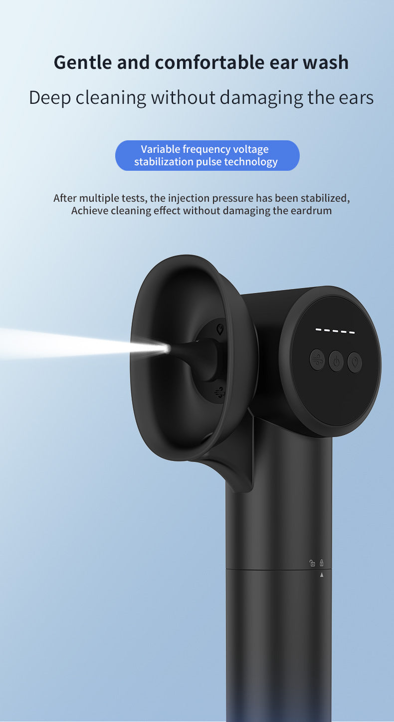 Automatic Electric Ear Wax Removal & Irrigation System - 5 Modes, USB-C, Hot Air Drying black