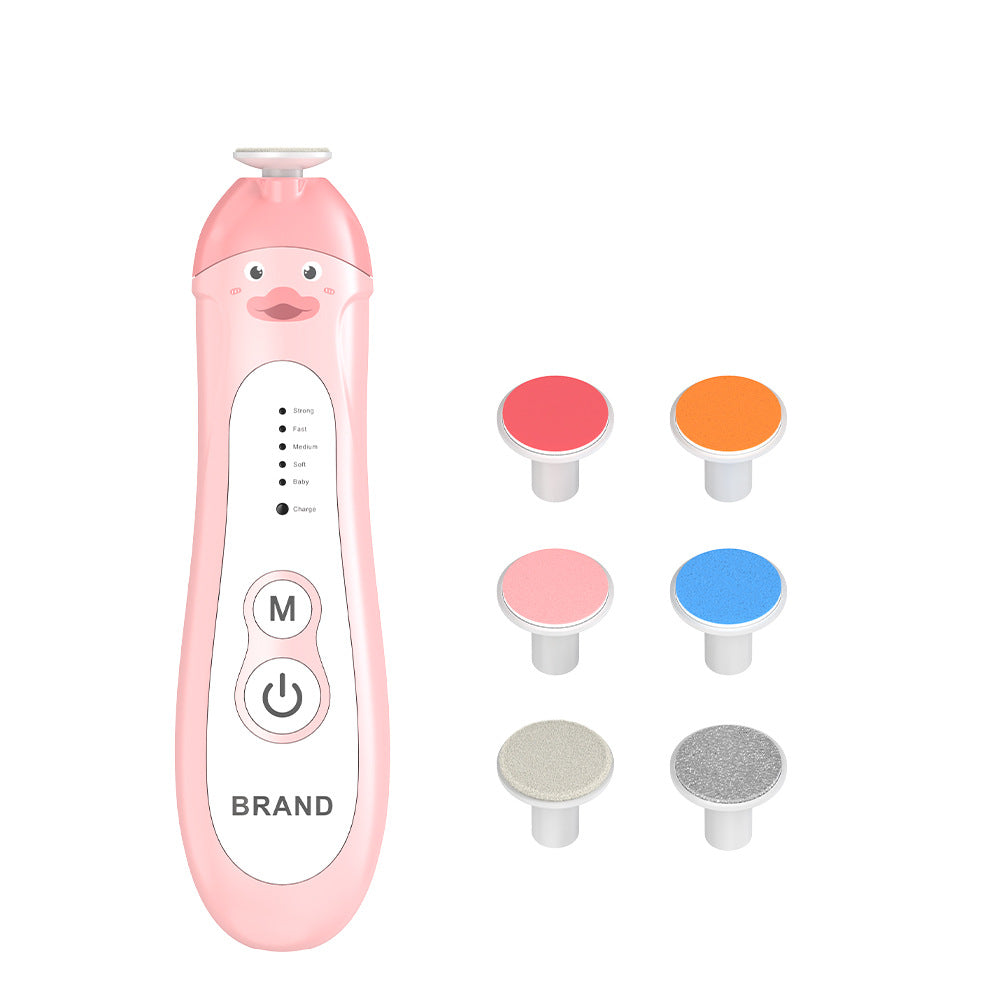 Baby & Adult Electric Nail Trimmer Kit - 6 Heads, 5 Speeds, 360deg Rotation, with Storage Case pink