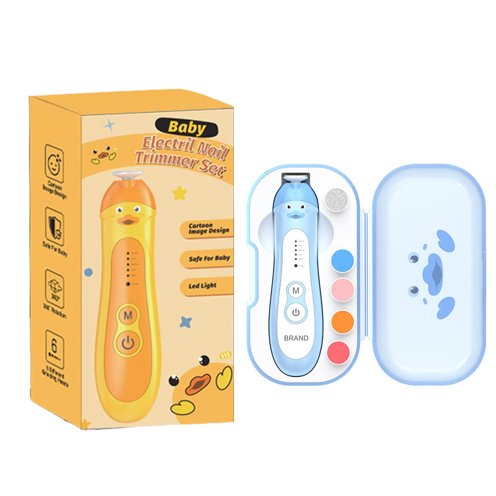Baby & Adult Electric Nail Trimmer Kit - 6 Heads, 5 Speeds, 360deg Rotation, with Storage Case Blue