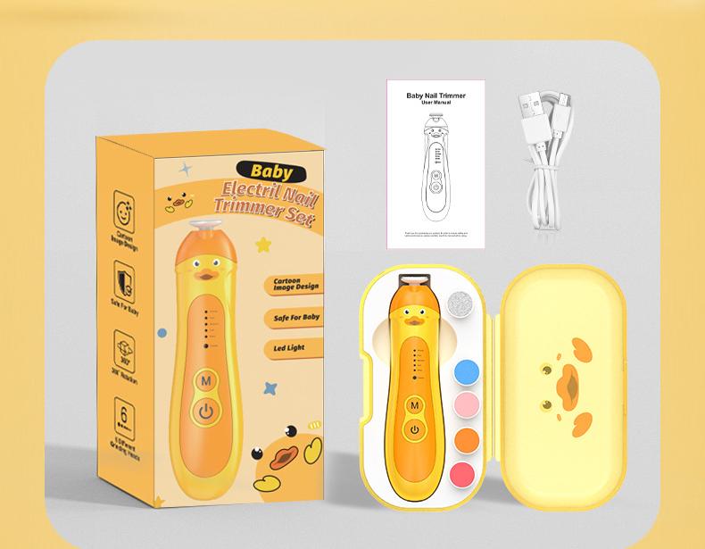 Baby & Adult Electric Nail Trimmer Kit - 6 Heads, 5 Speeds, 360deg Rotation, with Storage Case Orange