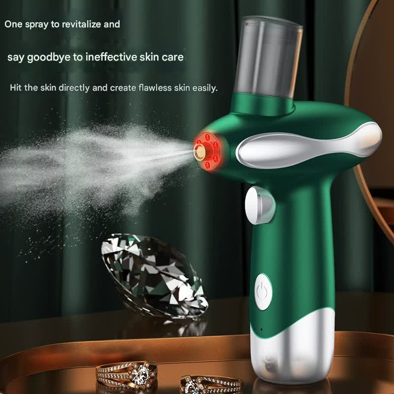 Portable Nano Facial Steamer & Oxygen Sprayer with Red/Blue Light Therapy green