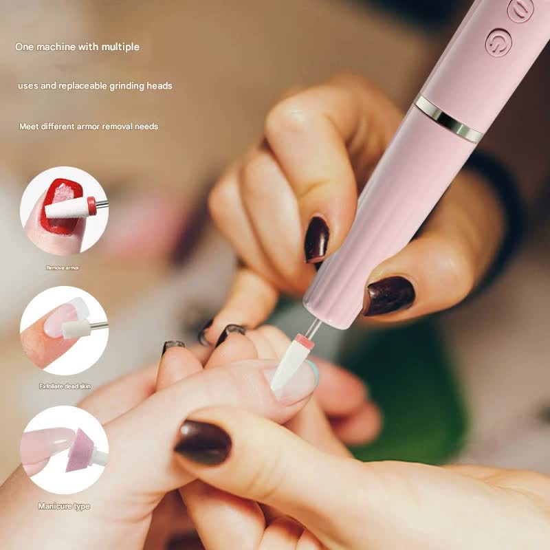 Portable Electric Nail Drill Machine Kit - 18000 RPM, 5-Speed, USB-C Rechargeable with LED Display purple