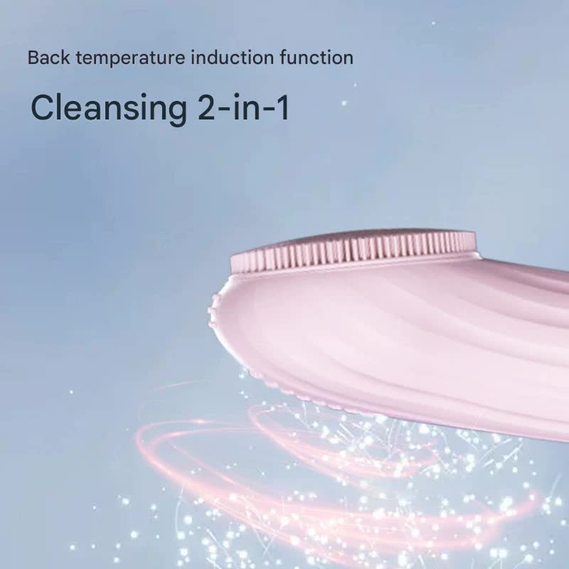 Silicone Facial Cleansing Brush - 6-Speed Vibration, Food-Grade Antibacterial Material with Warming Function Black