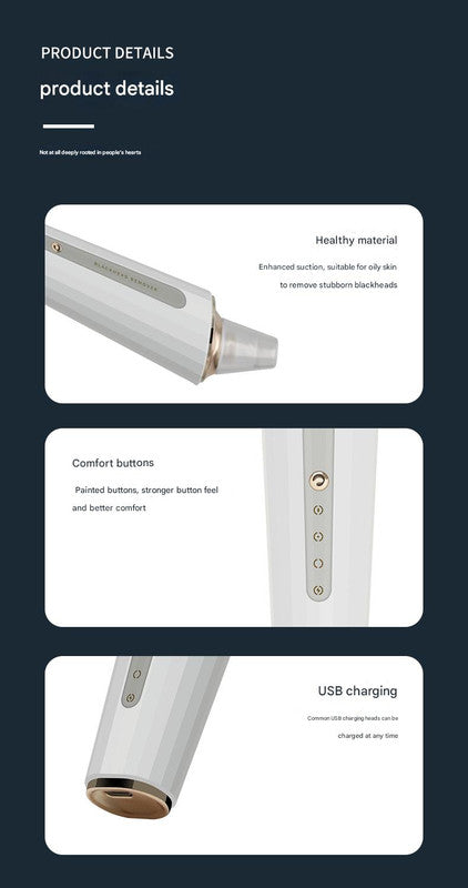 Professional Electric Blackhead Remover Vacuum - 3 Modes, 4 Suction Heads white