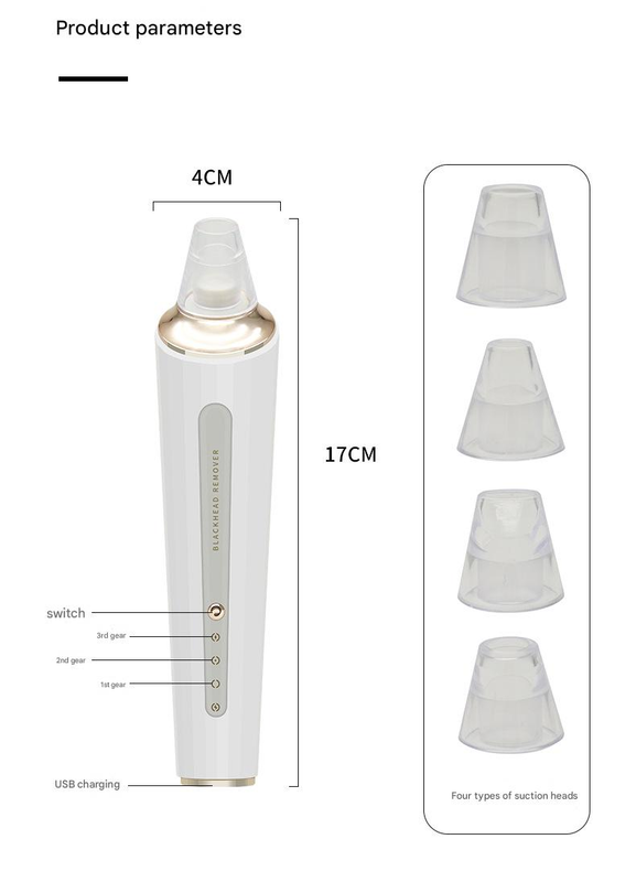Professional Electric Blackhead Remover Vacuum - 3 Modes, 4 Suction Heads Pink