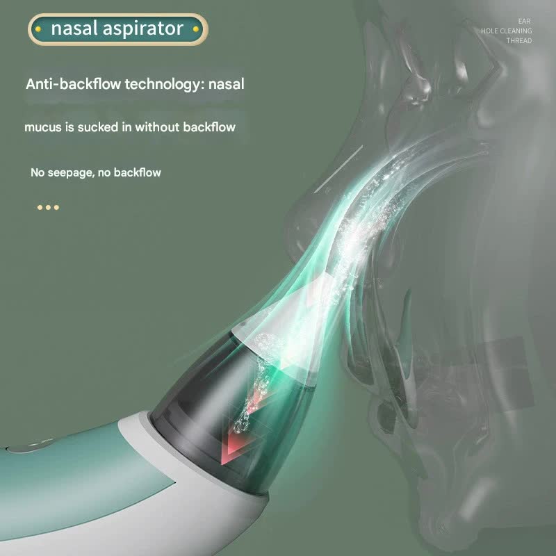 Electric Baby Nasal Aspirator - 5 Suction Levels, Anti-Reflux, USB Rechargeable green