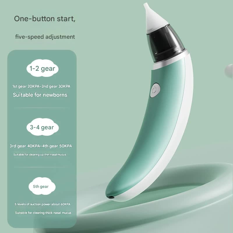 Electric Baby Nasal Aspirator - 5 Suction Levels, Anti-Reflux, USB Rechargeable green