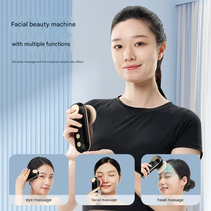 Mini Facial & Head Massager with Heat Therapy - USB-C Rechargeable, 3 Modes Light purple