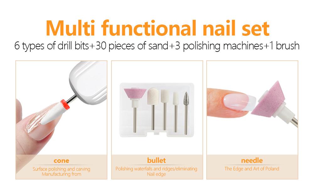 Portable Electric Nail Drill Pen Kit - USB-C Rechargeable, 3-Speed, High Torque, Low Heat Khaki
