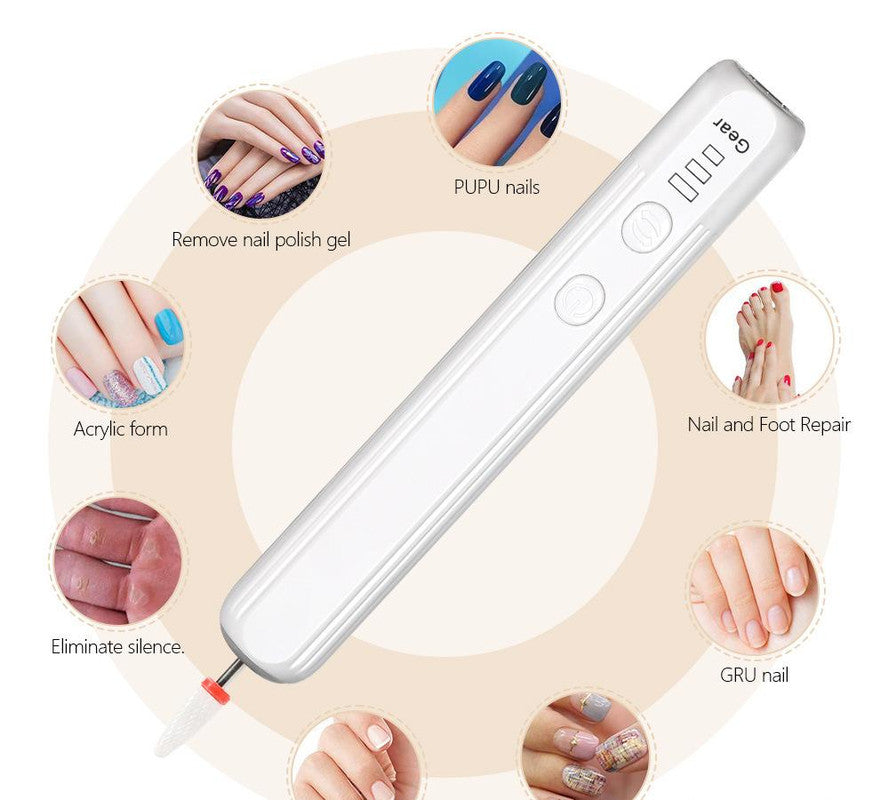 Portable Electric Nail Drill Pen Kit - USB-C Rechargeable, 3-Speed, High Torque, Low Heat Pink