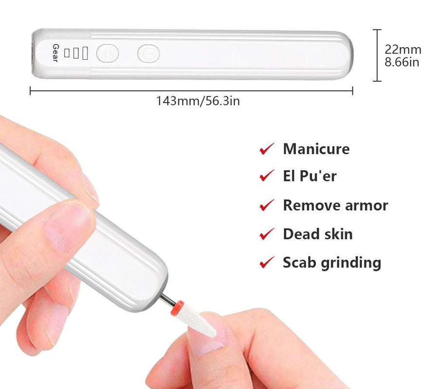 Portable Electric Nail Drill Pen Kit - USB-C Rechargeable, 3-Speed, High Torque, Low Heat Pink