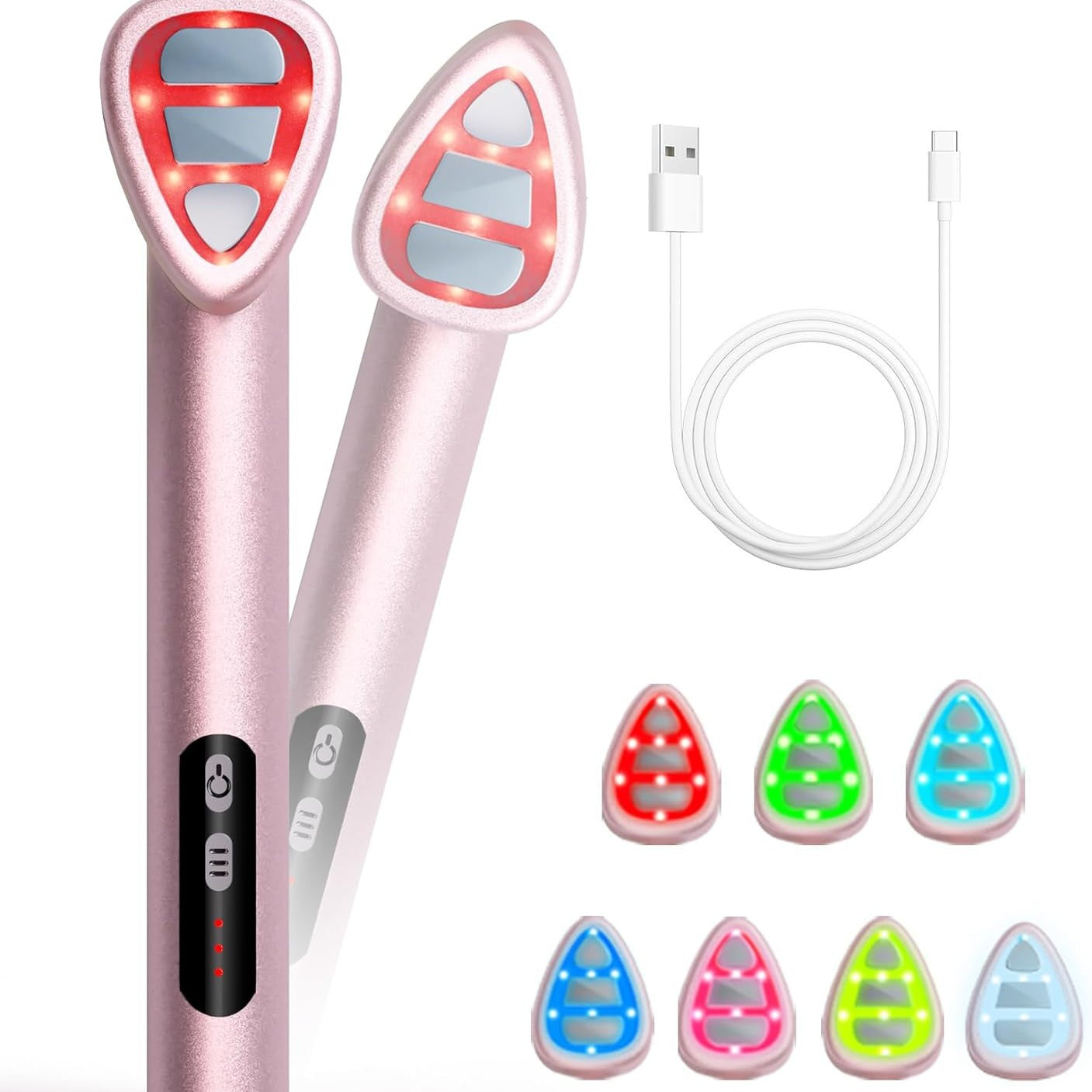 7-in-1 LED Facial Therapy Wand with 180 Rotatable Head & 42C Constant Temperature black