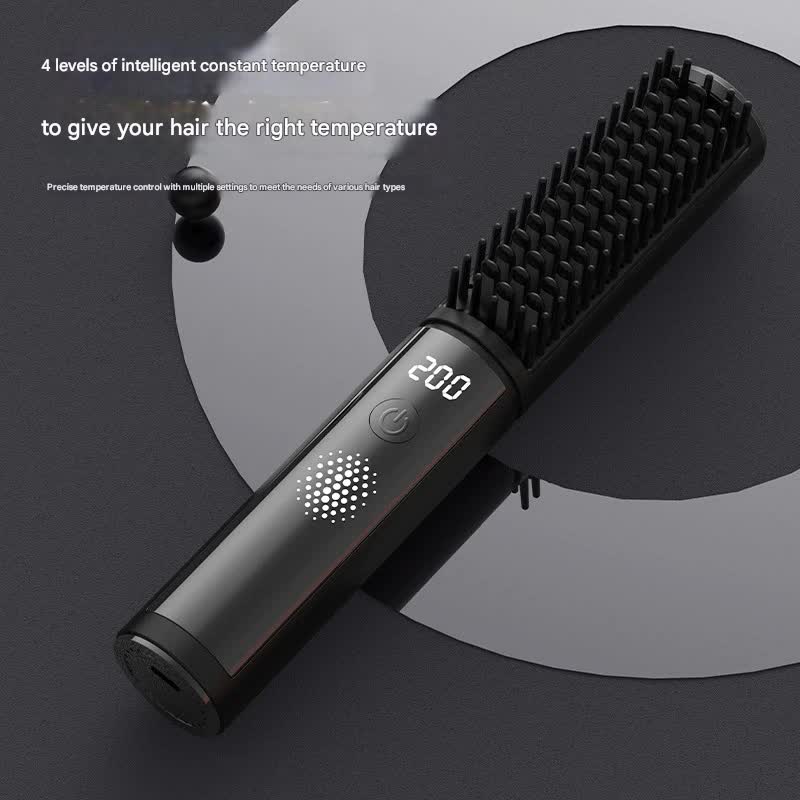 Cordless Hair Straightener Comb - 4 Temperature Settings, USB-C, PTC Heating purple