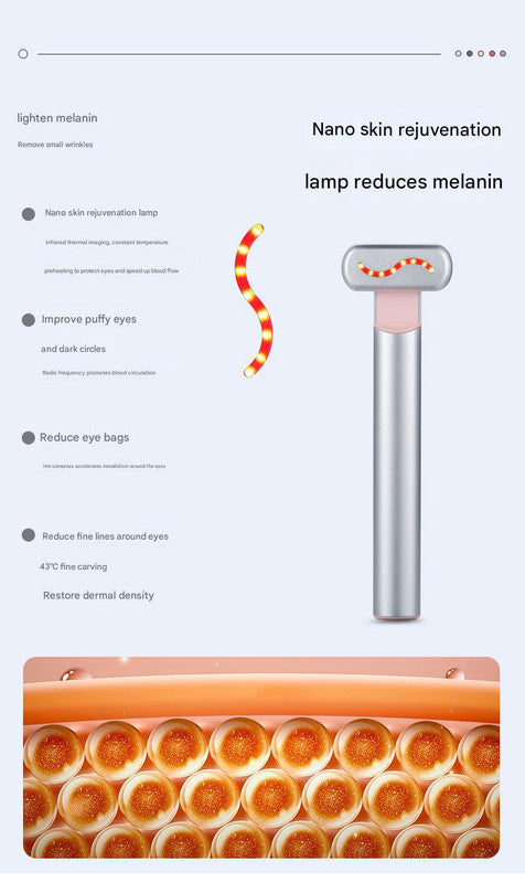 RF EMS Eye Beauty Device - 42C Constant Temperature, Microcurrent & Red Light Therapy for Eye Care Silver