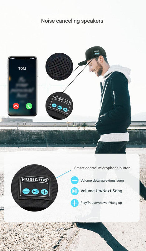 Wireless Bluetooth 5.0 Music Hat - Outdoor Speaker Cap with Mic, Sun Protection & Breathable Fabric Light gray