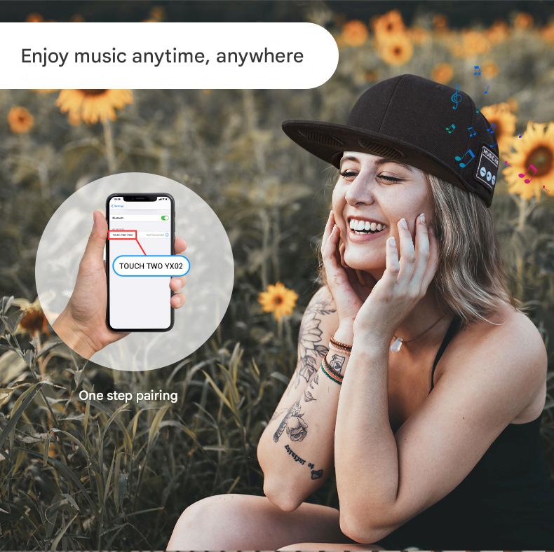 Wireless Bluetooth 5.0 Music Hat - Outdoor Speaker Cap with Mic, Sun Protection & Breathable Fabric Gray