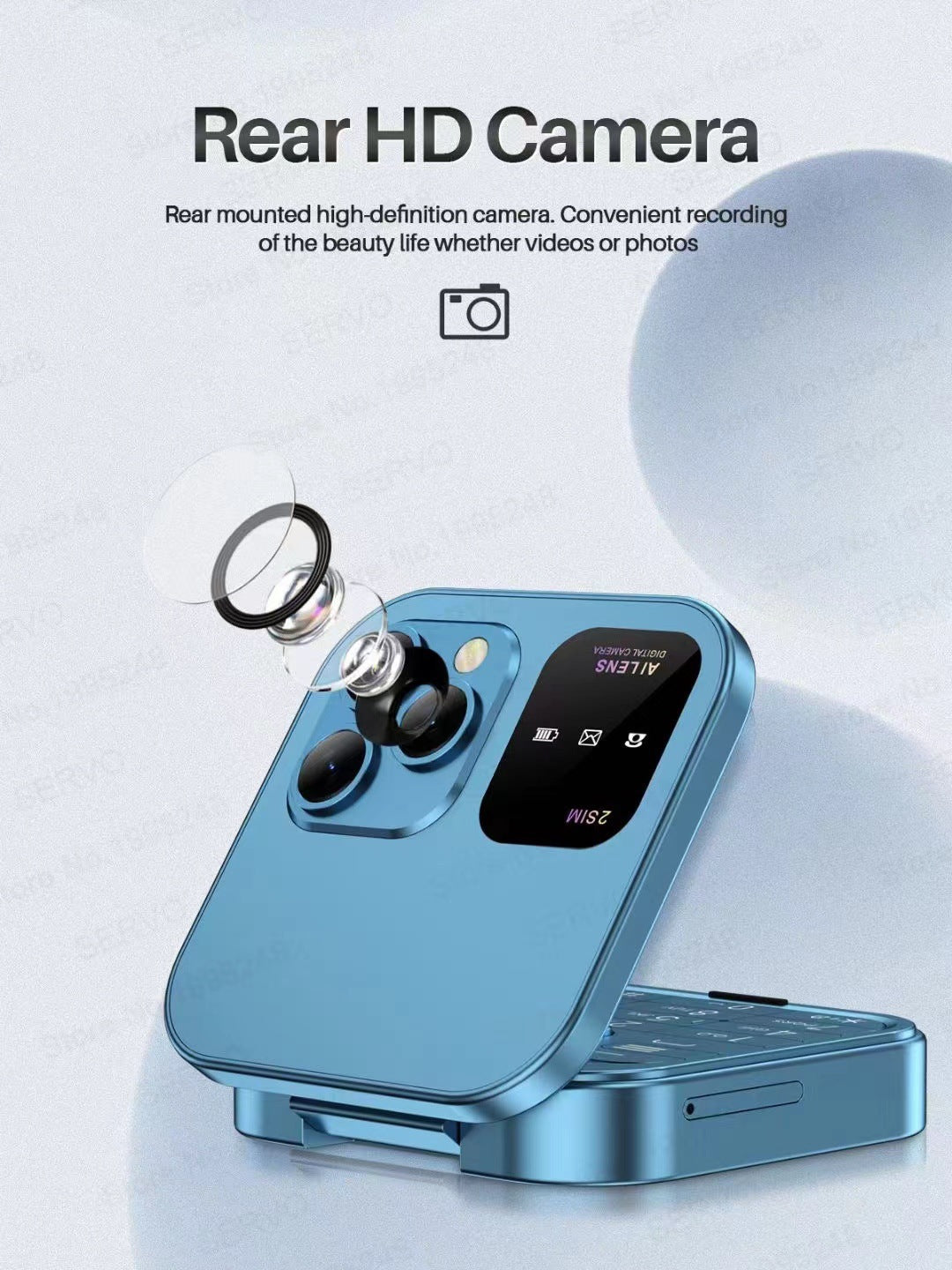 i16 Pro Mini Flip Phone - Dual SIM, AI Lens Digital Camera, Compact & Stylish Design Purple