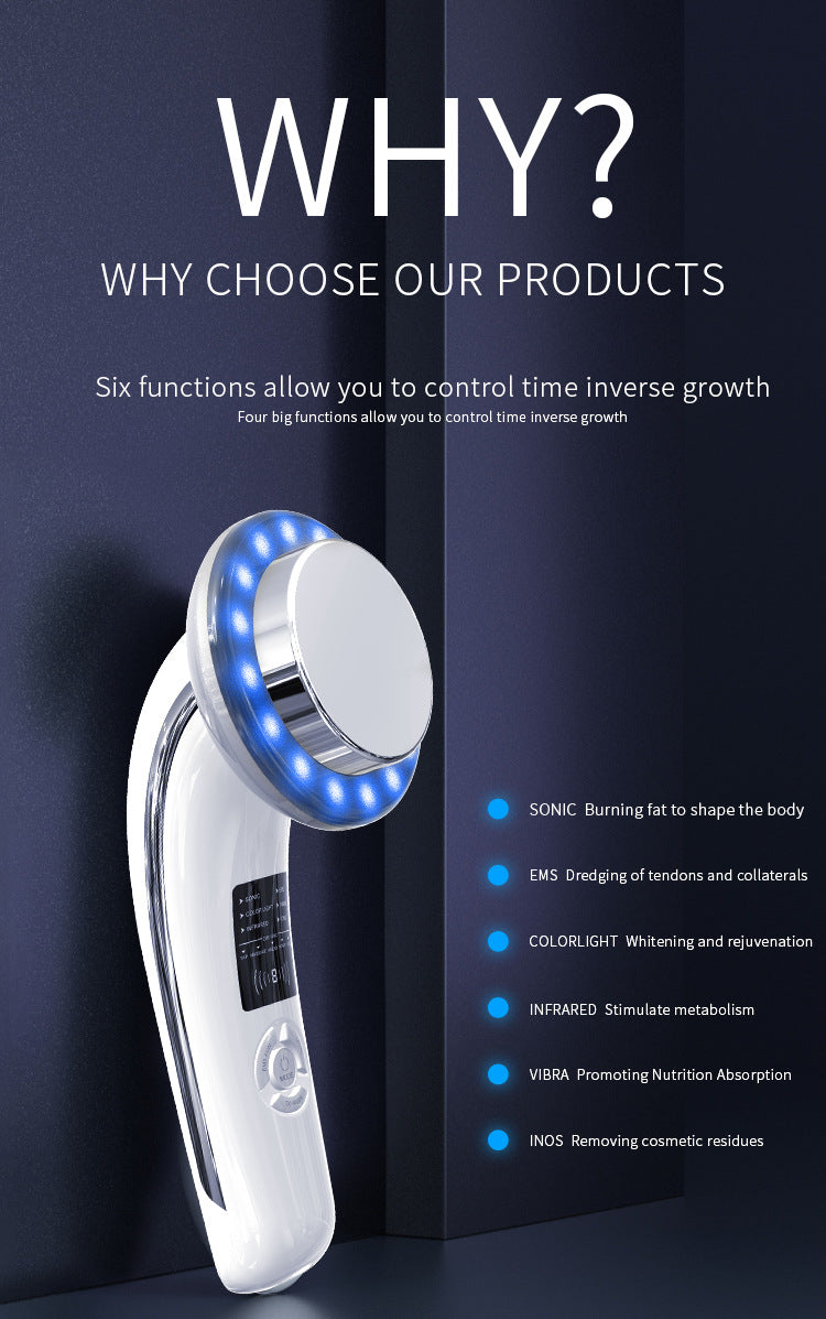6-in-1 Ultrasonic Slimming & Beautifying RF Device - Body Sculpting & Skin Rejuvenation black