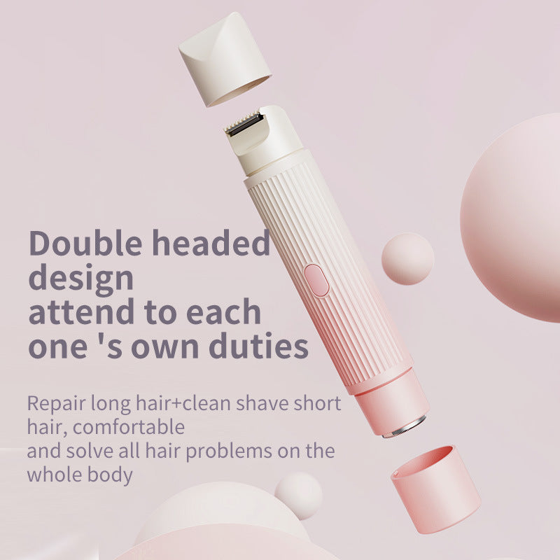 2-in-1 Electric Lady Shaver & Trimmer - Gentle Full Body Hair Removal, Portable & USB Rechargeable Gradient pink