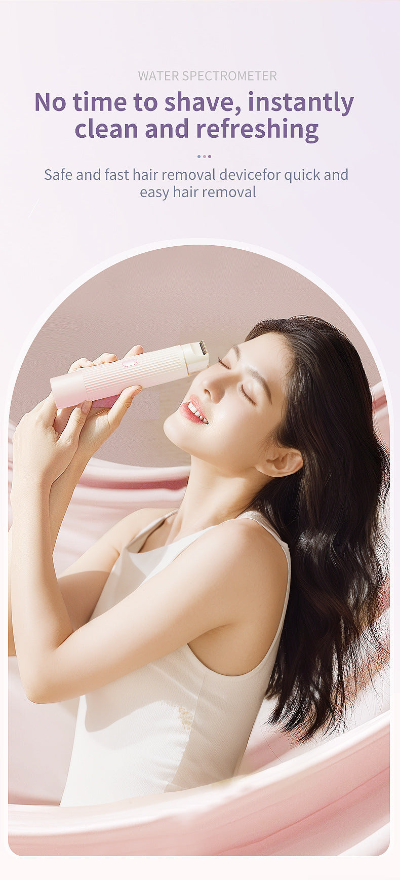 2-in-1 Electric Lady Shaver & Trimmer - Gentle Full Body Hair Removal, Portable & USB Rechargeable Gradient Purple