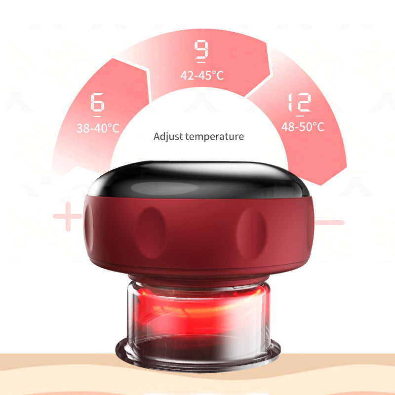 Smart Electric Cupping Therapy Massager - Adjustable Suction & Heat, Red Light Therapy, USB-C Rechargeable Black
