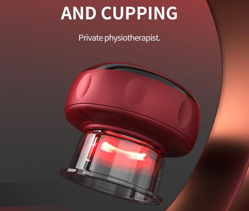 Smart Electric Cupping Therapy Massager - Adjustable Suction & Heat, Red Light Therapy, USB-C Rechargeable Black
