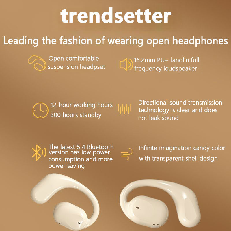 OWS Open-Ear TWS Earbuds with AI Translation - Bluetooth 5.4, 360 ACS Sound, LED Display Case Pink