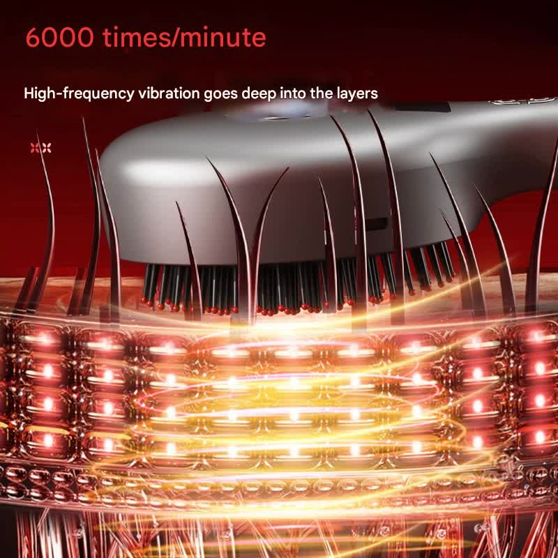 4-in-1 SPA Scalp Care Massage Comb - Red Light Therapy, Nano Steam & Vibration, USB-C Rechargeable grey