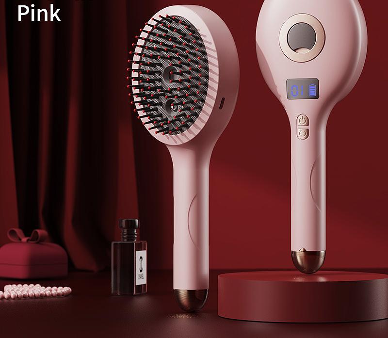 4-in-1 SPA Scalp Care Massage Comb - Red Light Therapy, Nano Steam & Vibration, USB-C Rechargeable Pink