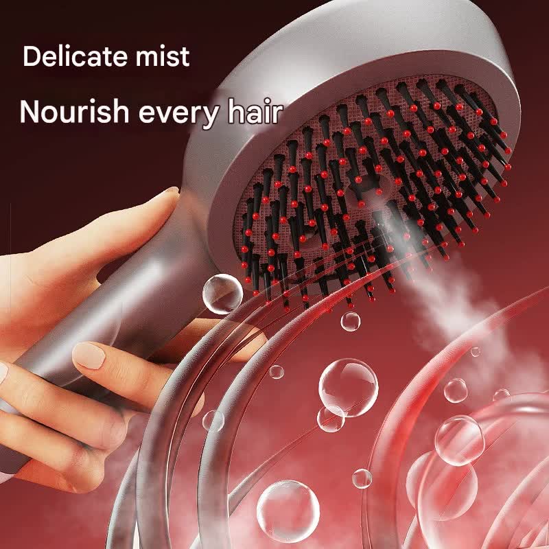4-in-1 SPA Scalp Care Massage Comb - Red Light Therapy, Nano Steam & Vibration, USB-C Rechargeable Pink