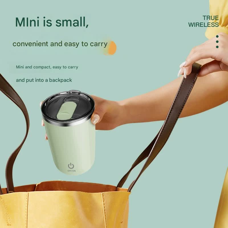 Mini Portable Electric Self-Stirring Mug - USB-C Rechargeable, 4-Hour Use, Stainless Steel pink