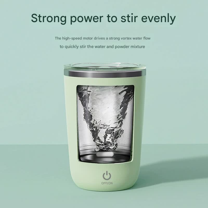 Mini Portable Electric Self-Stirring Mug - USB-C Rechargeable, 4-Hour Use, Stainless Steel White